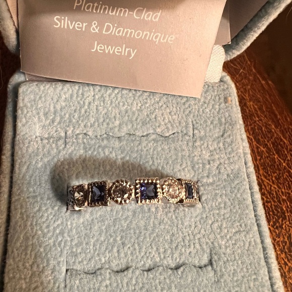 Platinum-Clad Silver & Diamonique Ring - Picture 1 of 2